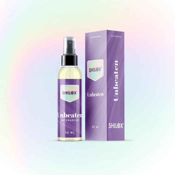 Autoparfüm Unbeaten 50 ml, inspiriert von Invincible, vor farbigem Hintergrund