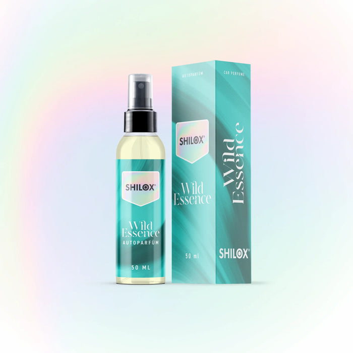 Wild Essence Autoparfum 50 ml, inspiriert von Sauvage, als stimmungsvolles Produktfoto vor farbigem Hintergrund