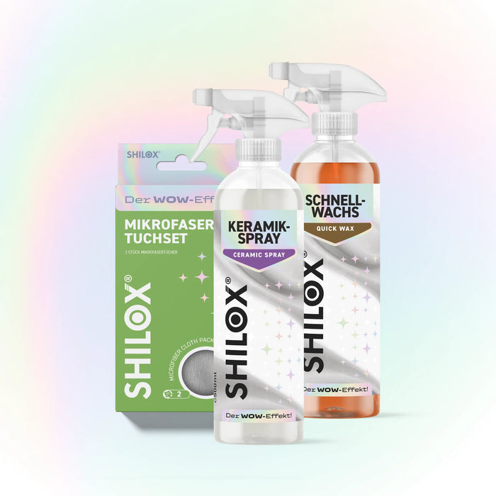 SHILOX Glanz- & Schutz-Set mit Keramikspray, Schnellwachs und Mikrofaser-Tuchset