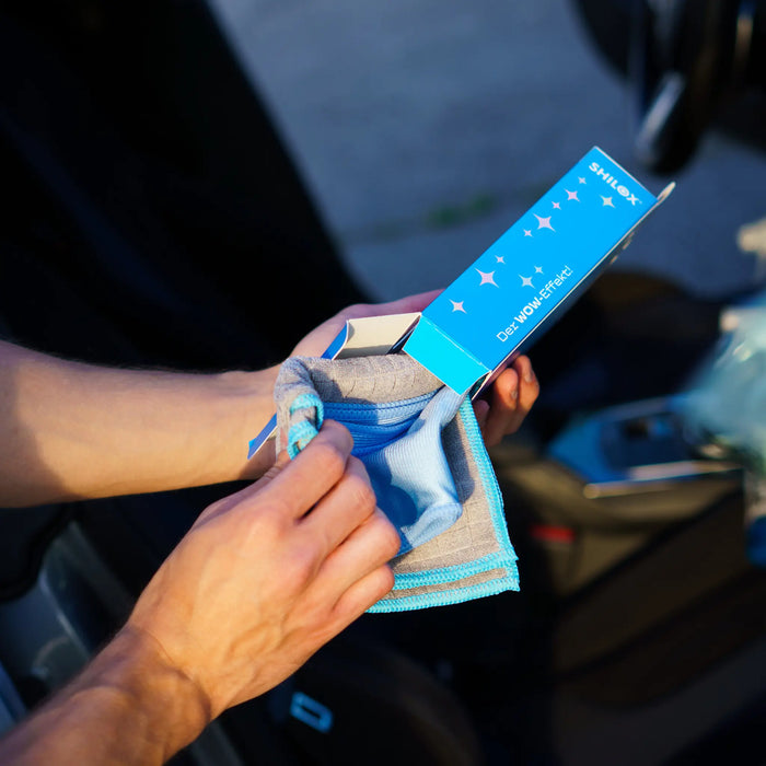 SHILOX Innenpflege-Tuch-Set mit Mikrofasertuch und Glasreinigungstuch im Auto